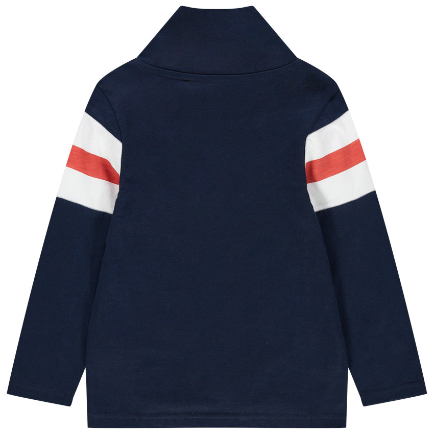 Camiseta de manga larga con cuello cruzado y bandas contrastadas   Additional Camiseta de manga larga con cuello cruzado y bandas contrastadas