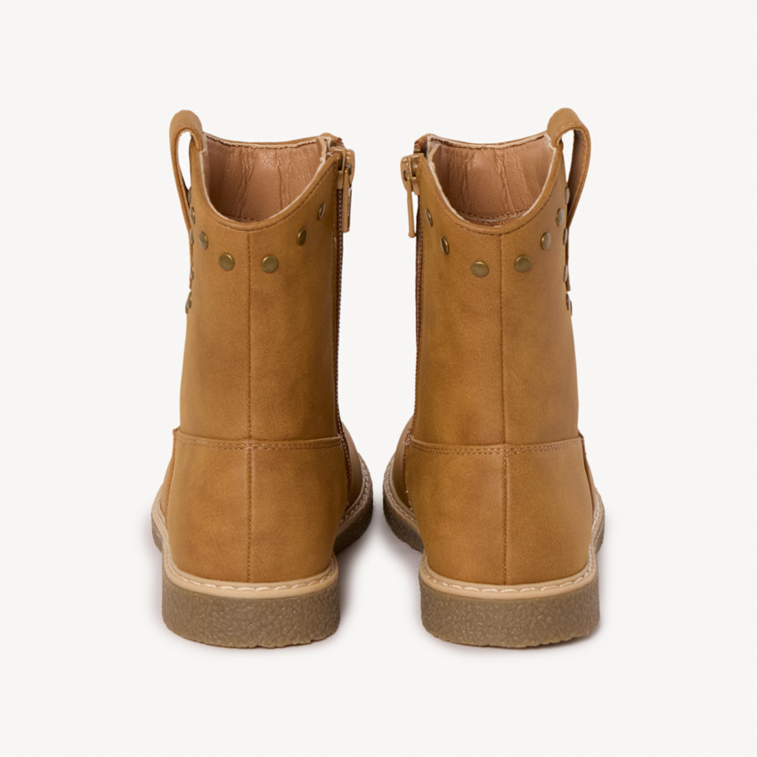 Botines marrones con cremallera estilo vaquero para niña 