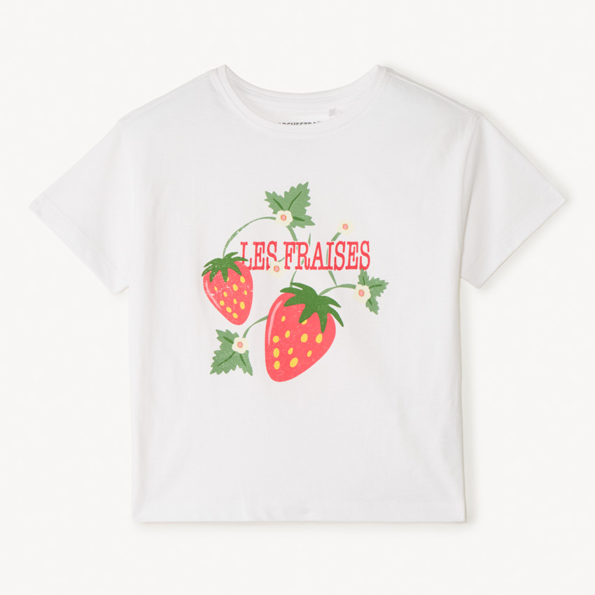Camiseta de manga corta con estampado de fresas para niña 
