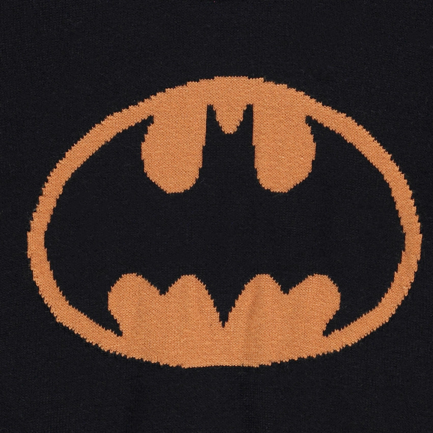 Suéter en tejido de punto con cuello tipo chal con estampado de Batman