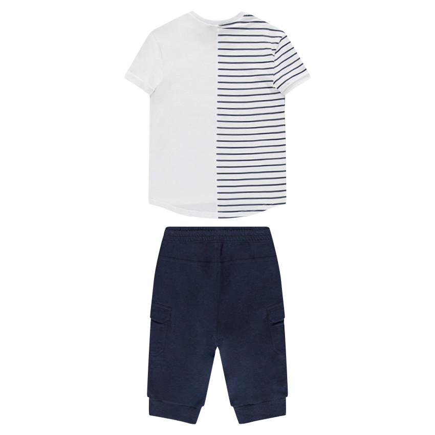 Júnior - Conjunto de camiseta de rayas y bermudas con bolsillos 