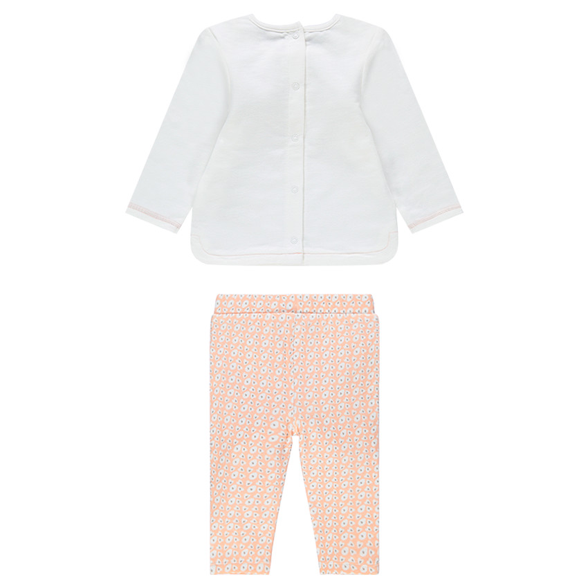 Conjunto con camiseta con estampado de panda y jeggngs estampados con flores all over 