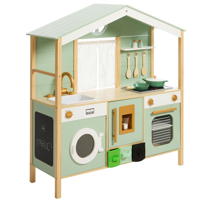 Cocina completa con accesorios de madera 