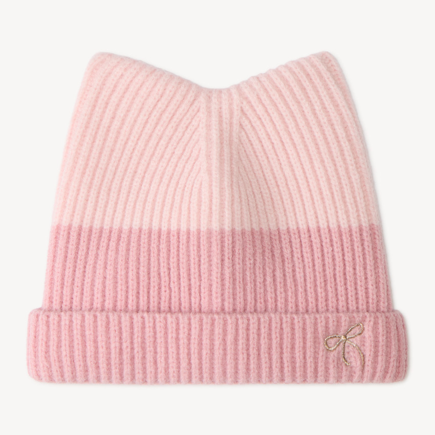 Gorro de bebé niña de punto bicolor 