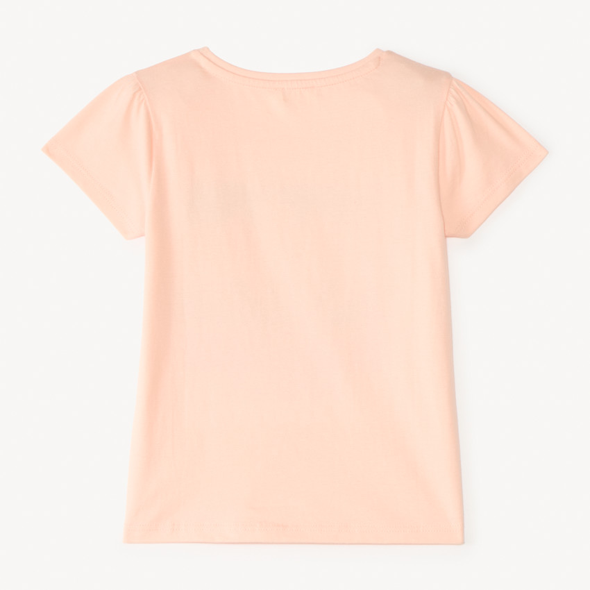Camiseta de manga corta con bordado de lentejuelas de concha para niña 