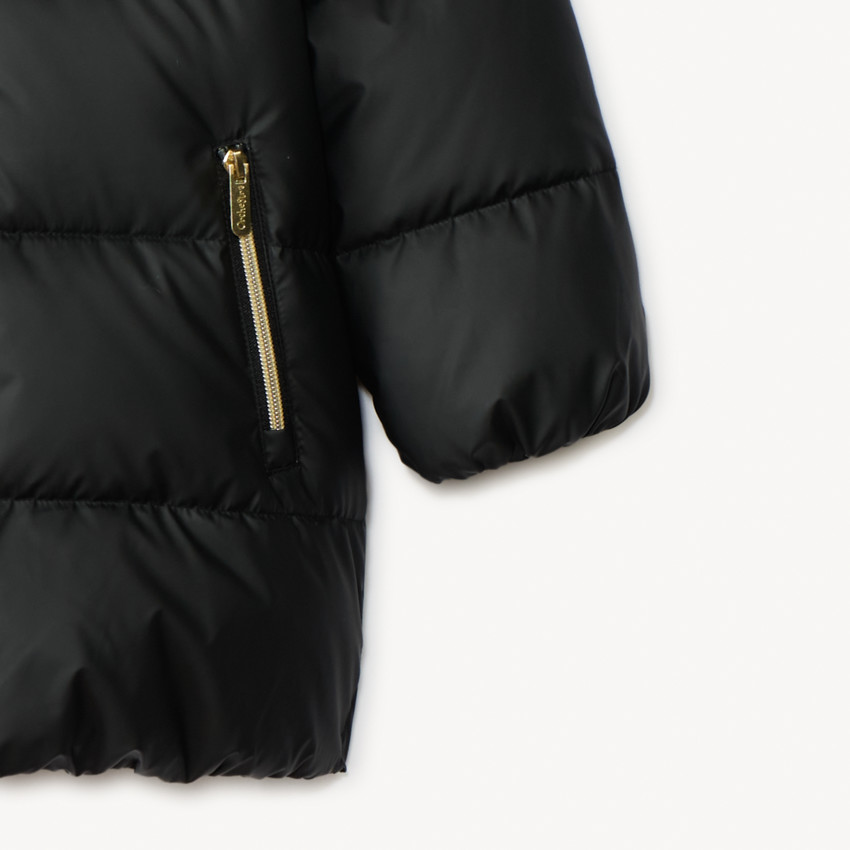 Anorak de tela con forro y flor acolchada para niña 