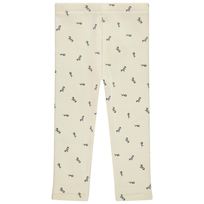 Pantalón de bebé forrado en sherpa con estampado de flores para niña 