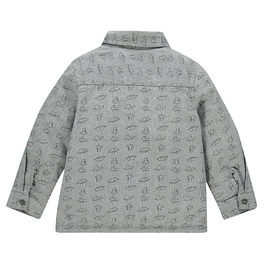Camisa manga larga de chambray con estampado de dinosaurio 