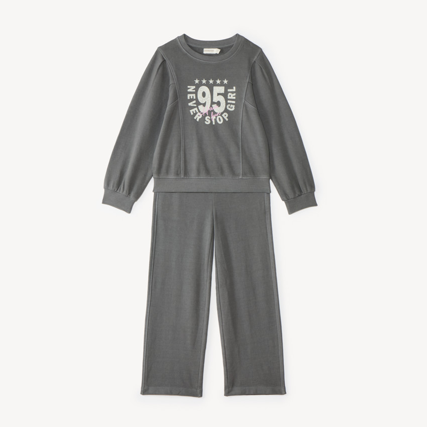 Conjunto de chándal para niña gris desgastado 