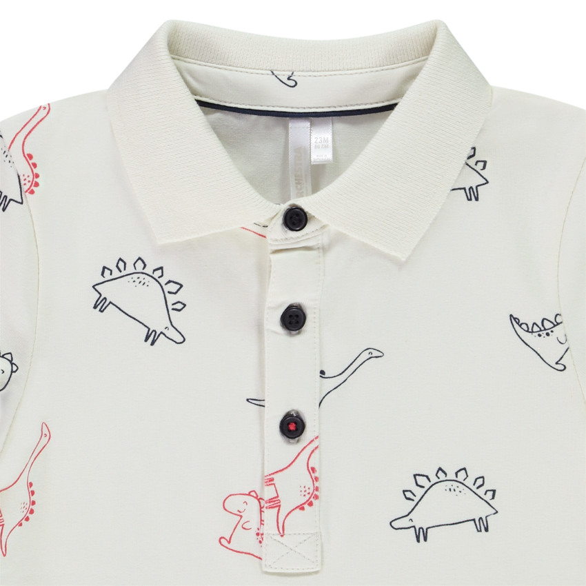 Polo de manga larga estampado de dinosaurios para bebé niño 