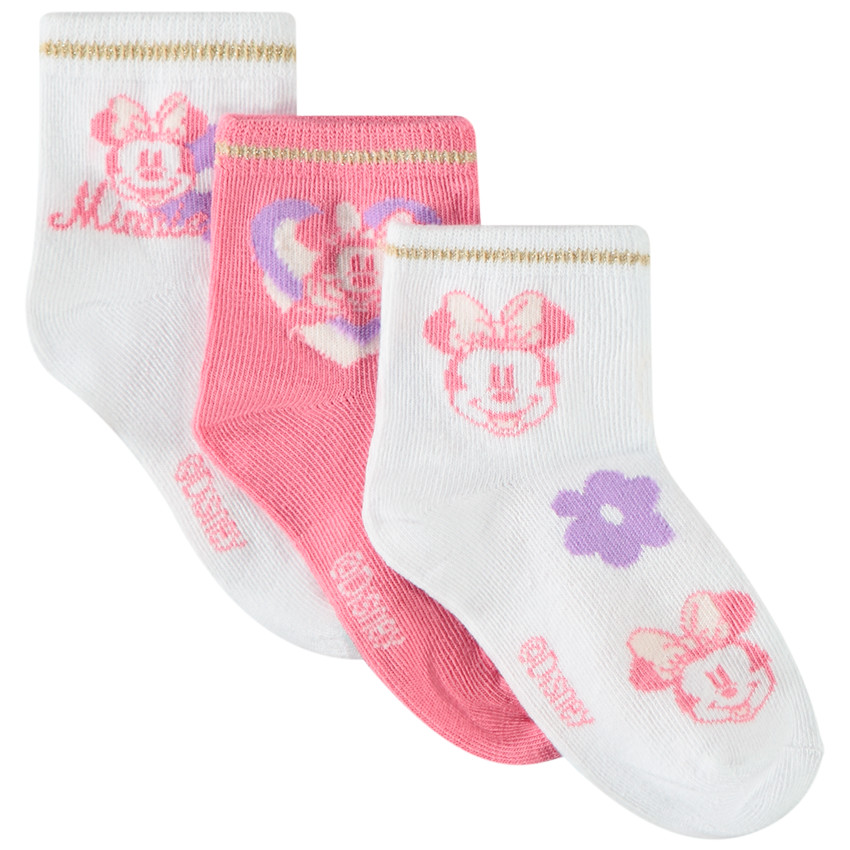 Lote de 3 pares de calcetines normales de Minnie Disney para niña 