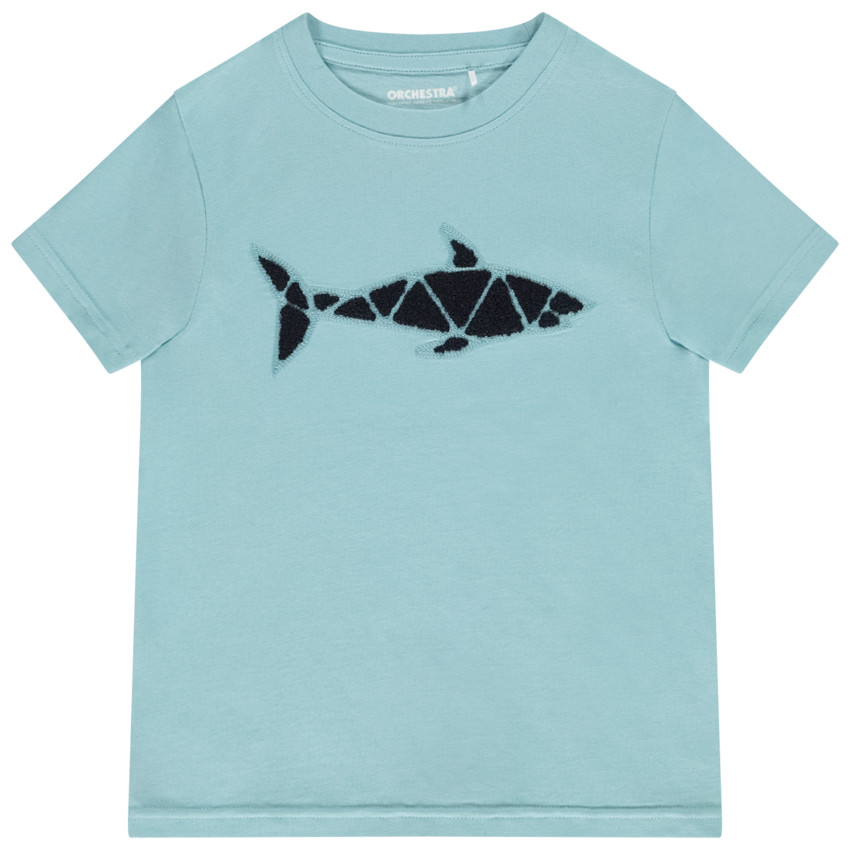 Camiseta manga corta con bordado efecto rizado fantasía para niño 