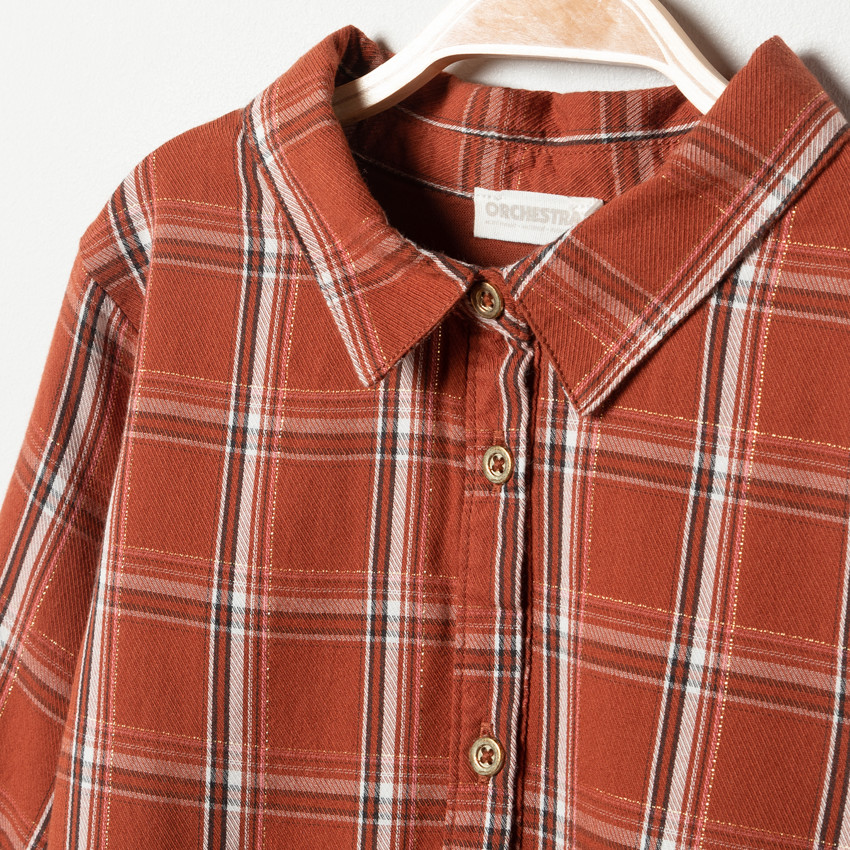 Vestido de manga larga de cuadros 