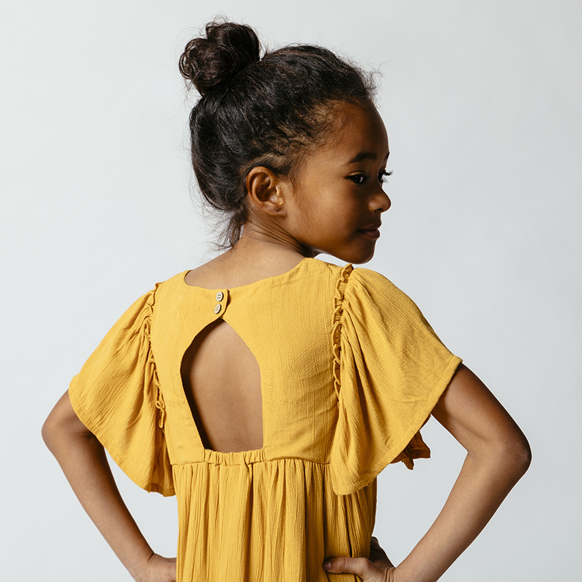 Vestido mangas con volantes estilo étnico 