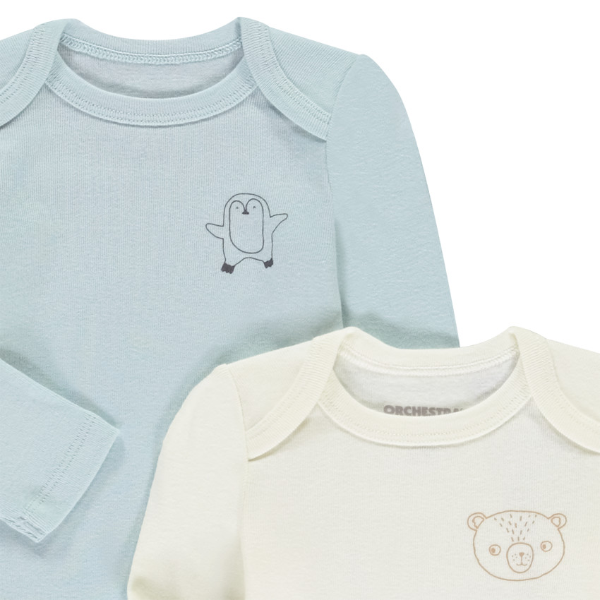 Pack de 5 bodies de manga larga con estampados de animales para bebé niño 