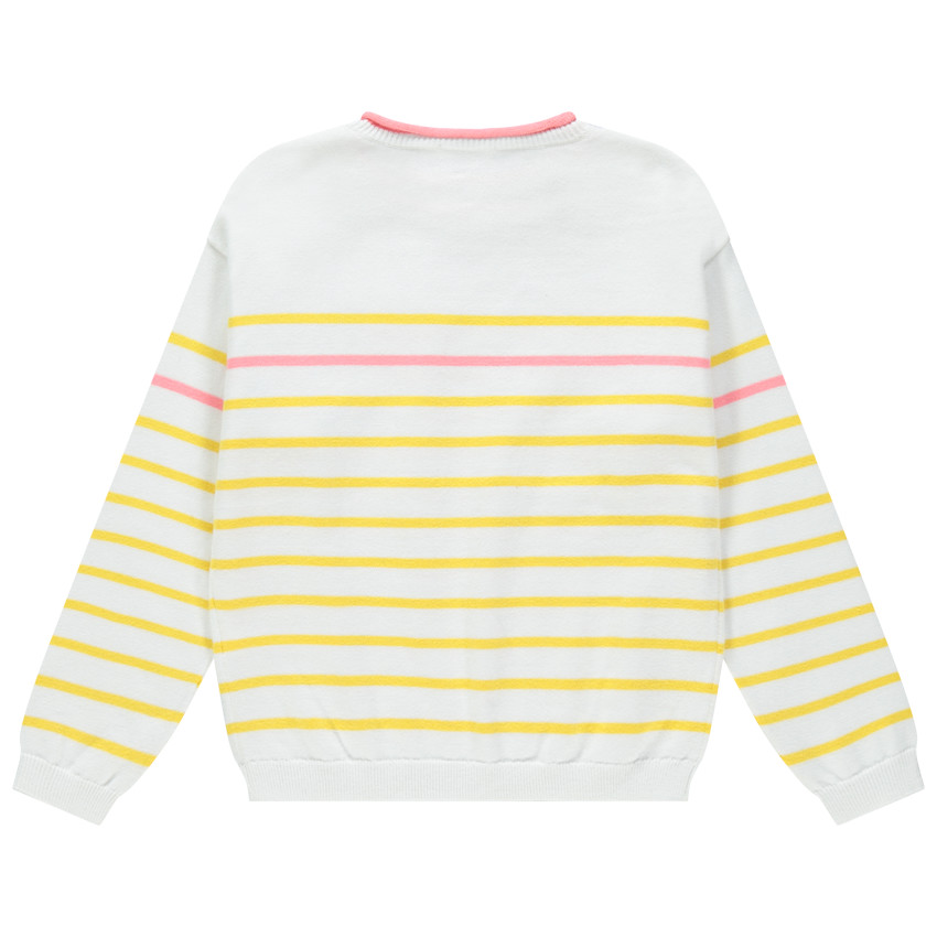 Pull en tricot à rayures et broderies  