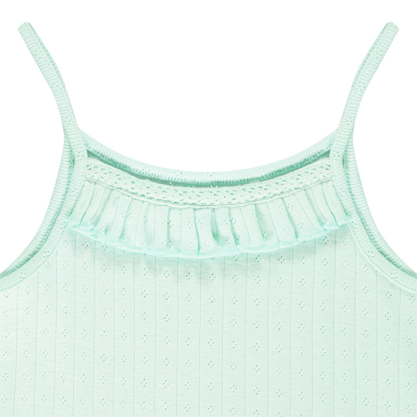 Camiseta sin mangas de punto calado para niña 