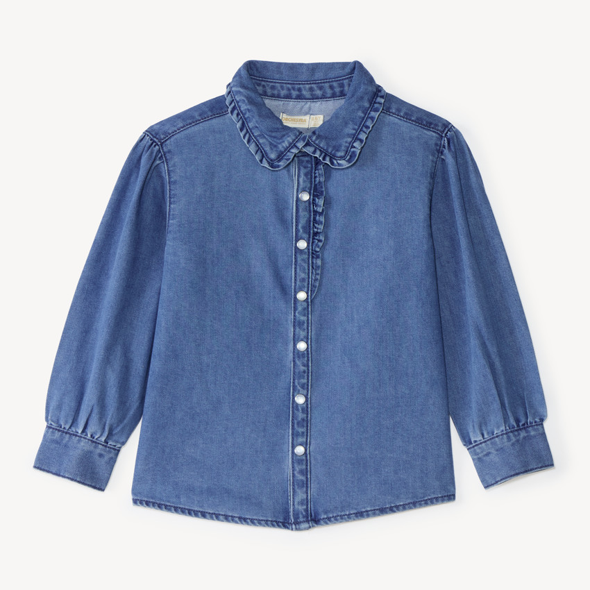 Camisa de niña de manga larga en denim 