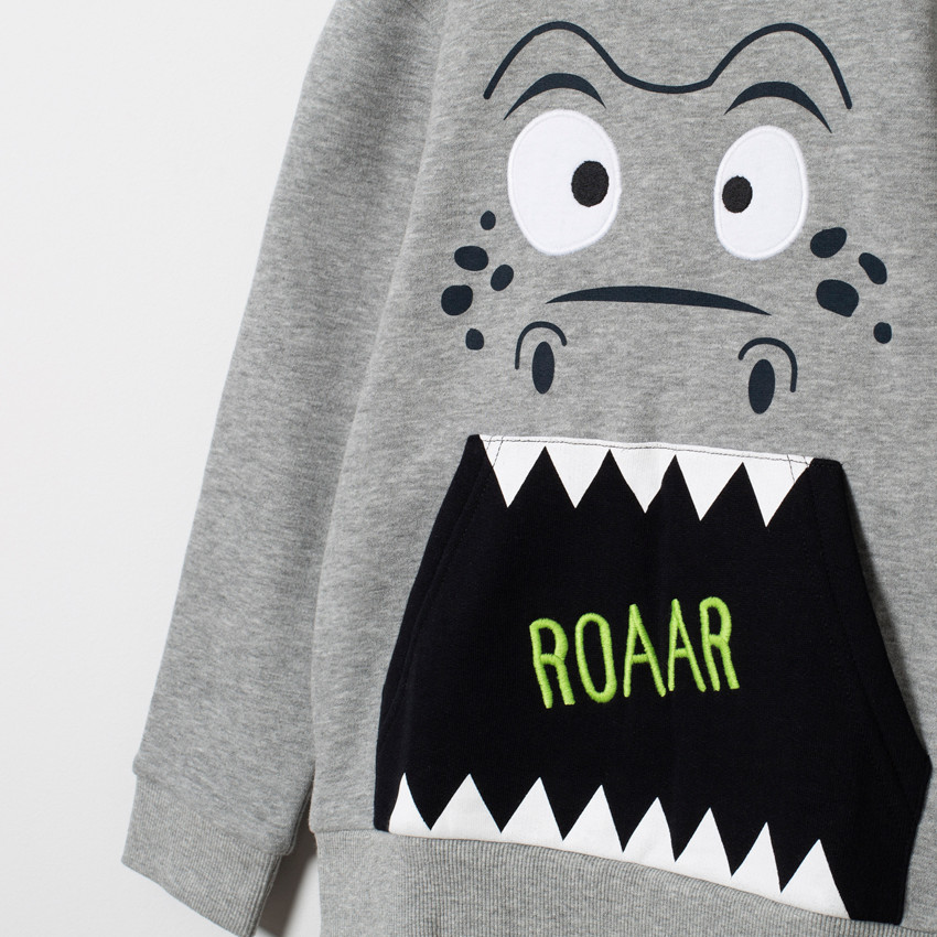 Jogging en molleton print dinosaure et motif camouflage Main Jogging en molleton print dinosaure et motif camouflage