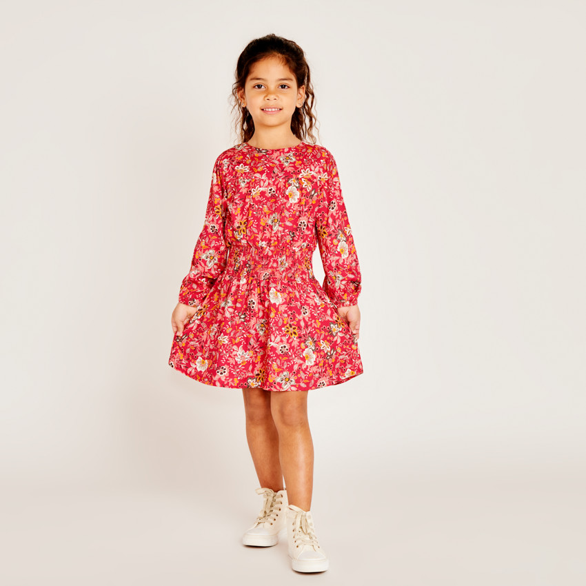 Vestido de mangas largas con estampado floral para niña 