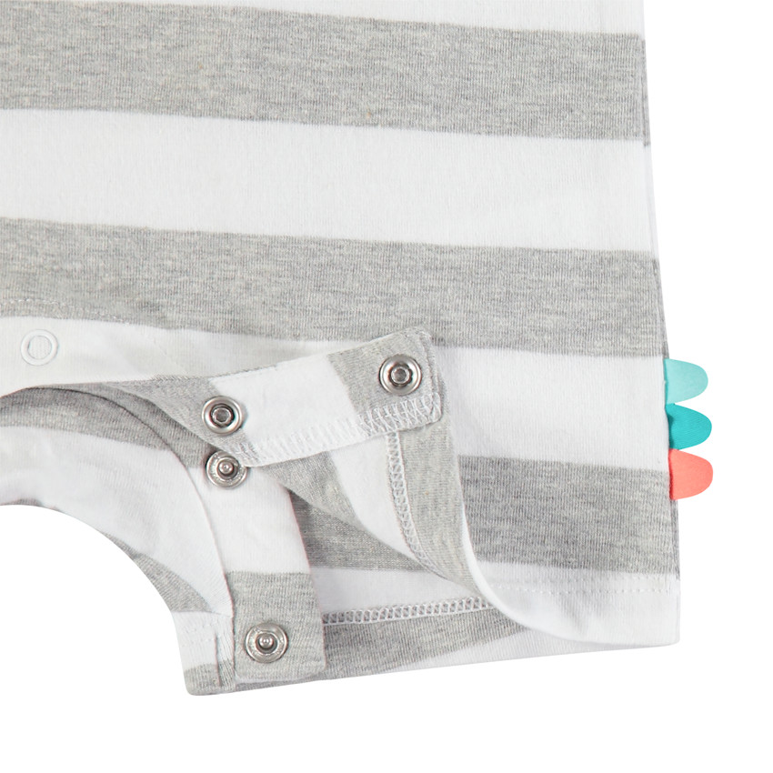 Combinaison courte à rayures et motif dinosaure 