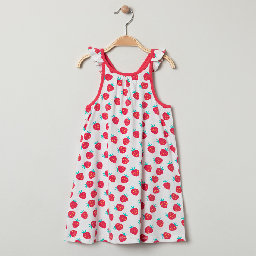 Vestido tirantes con volantes en algodón orgánico estampado all-over Main Vestido tirantes con volantes en algodón orgánico estampado all-over
