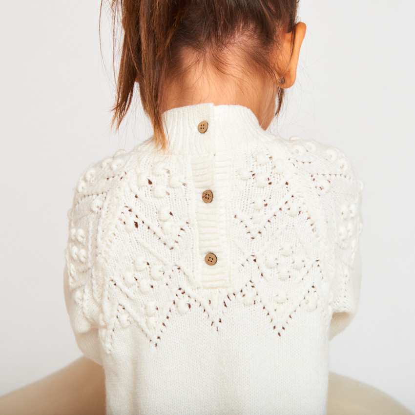 Vestido de manga larga de punto liso para bebé niña 