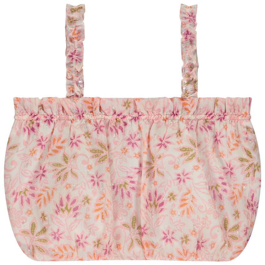 Crop top efecto globo estampado floral niña 