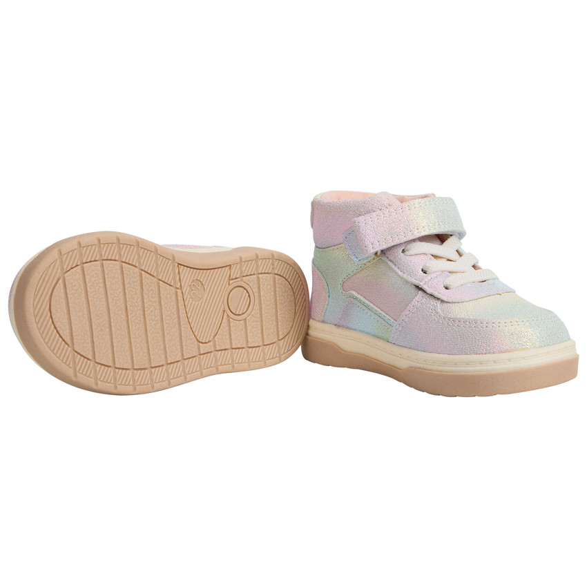 Zapatillas altas de arcoíris con cordones y velcro para niña bebé 
