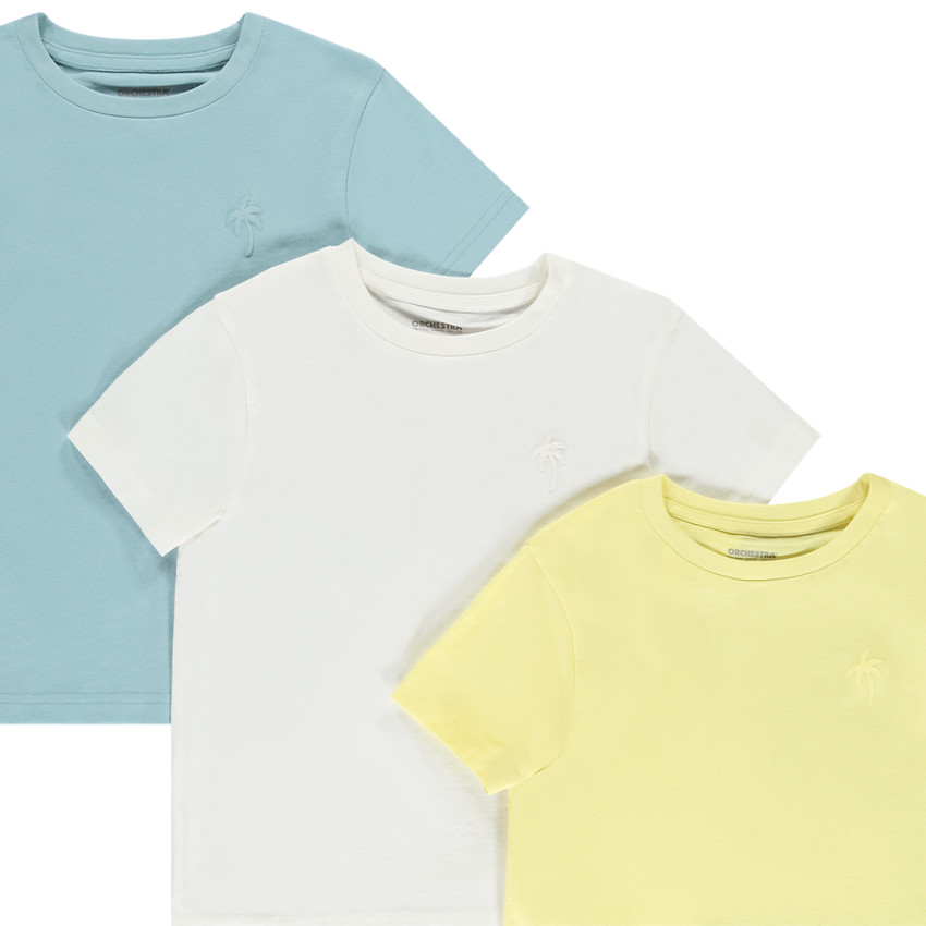 Lote de 3 camisetas de manga corta lisas con estampado para niño 