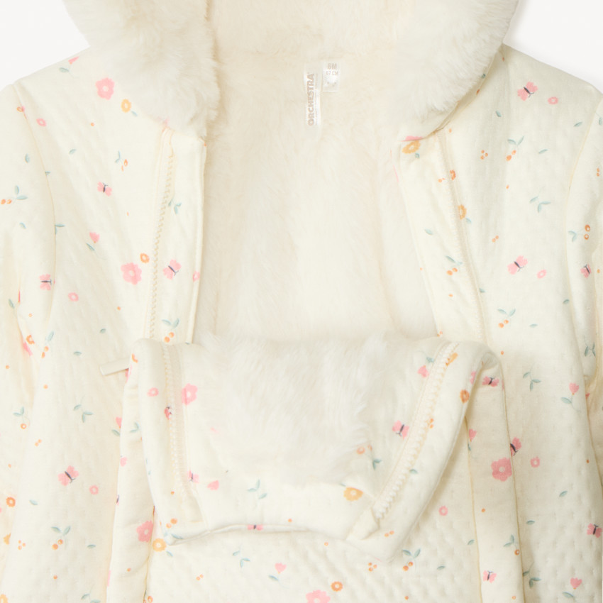 Pelele piloto estampado floral para bebé niña con acabados diferentes según la edad 