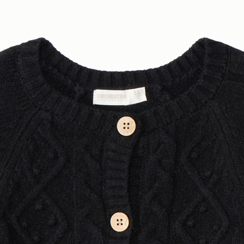 Cárdigan de punto liso con trenza decorativa para niña 