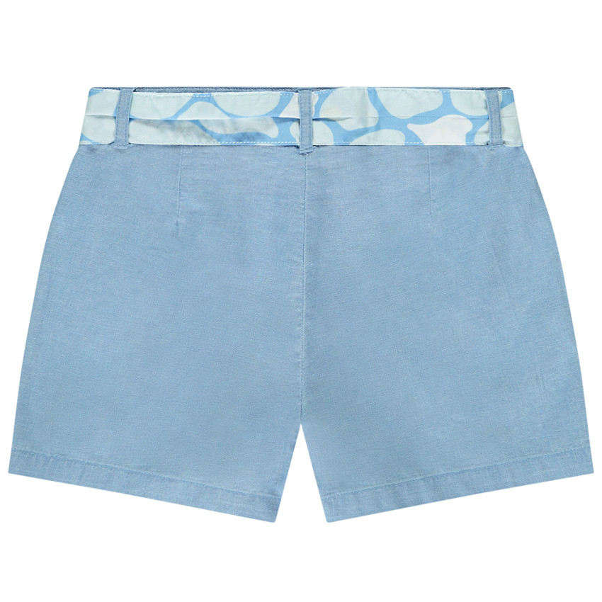 Short de tela lisa con cinturón decorativo para niña 