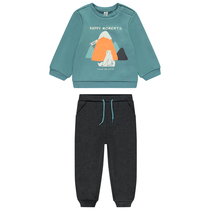 Conjunto de jogging de felpa con estampado de oso polar para bebé niño 