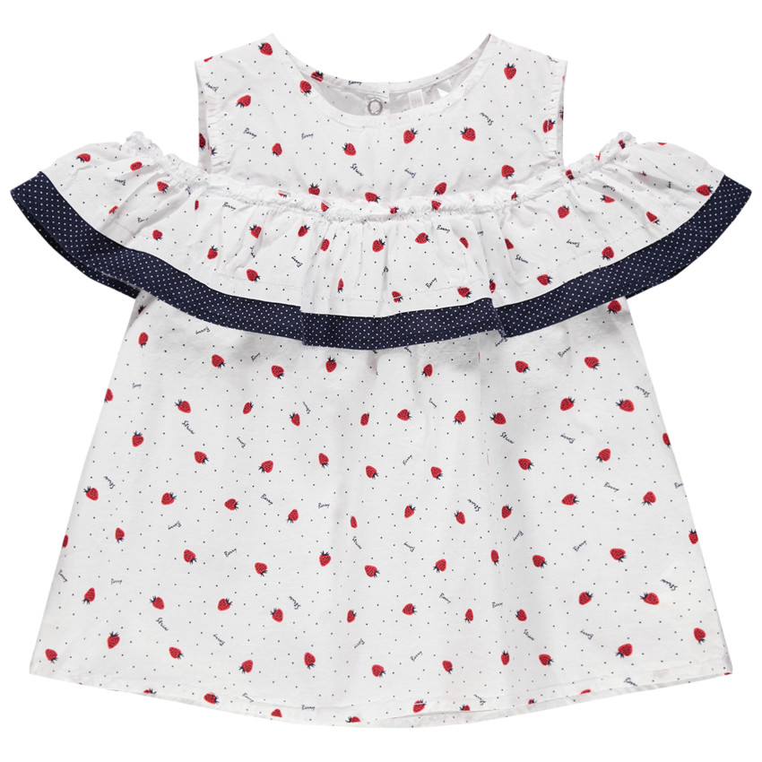 Túnica sin mangas con volante y fresas all over 