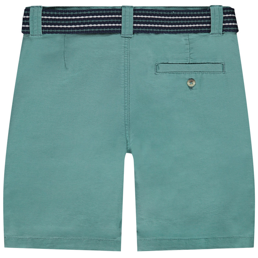 Bermudas de algodón con cinturón de rayas y doble hebilla para niño 