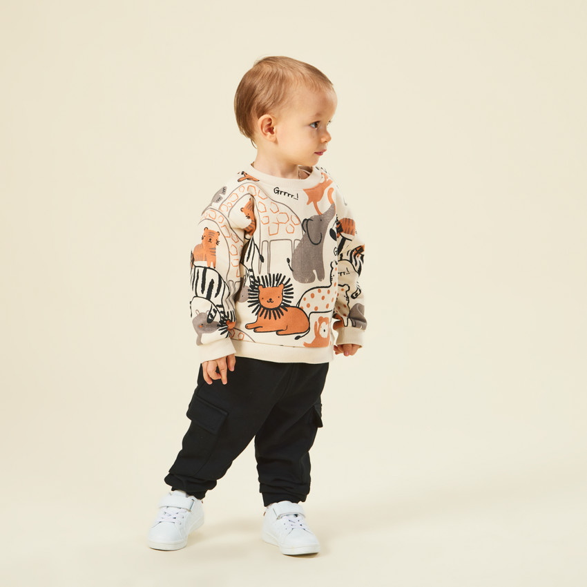 Conjunto de jogging estampado safari para bebé niño 