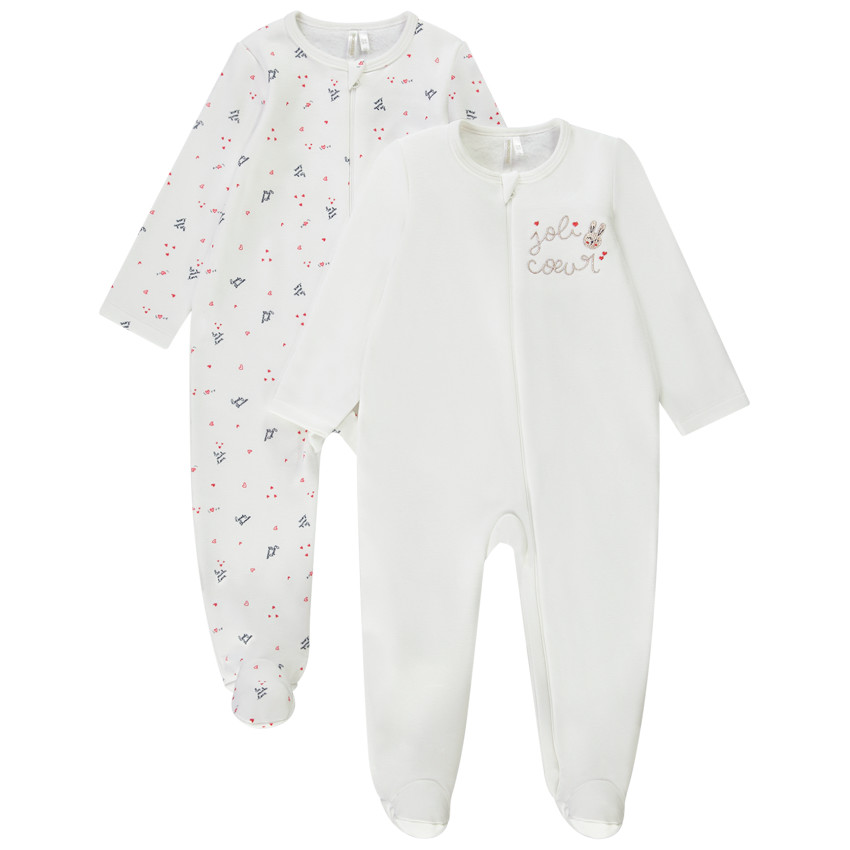 Lote de 2 peleles con cremallera para bebé niña 