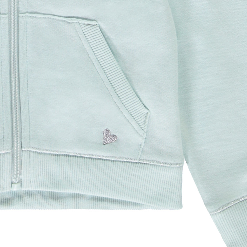 Chaqueta de felpa lisa con capucha y bolsillos para niña 