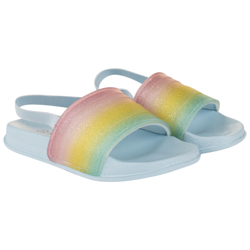 Chanclas de arcoíris brillantes para niña con tira según la talla 