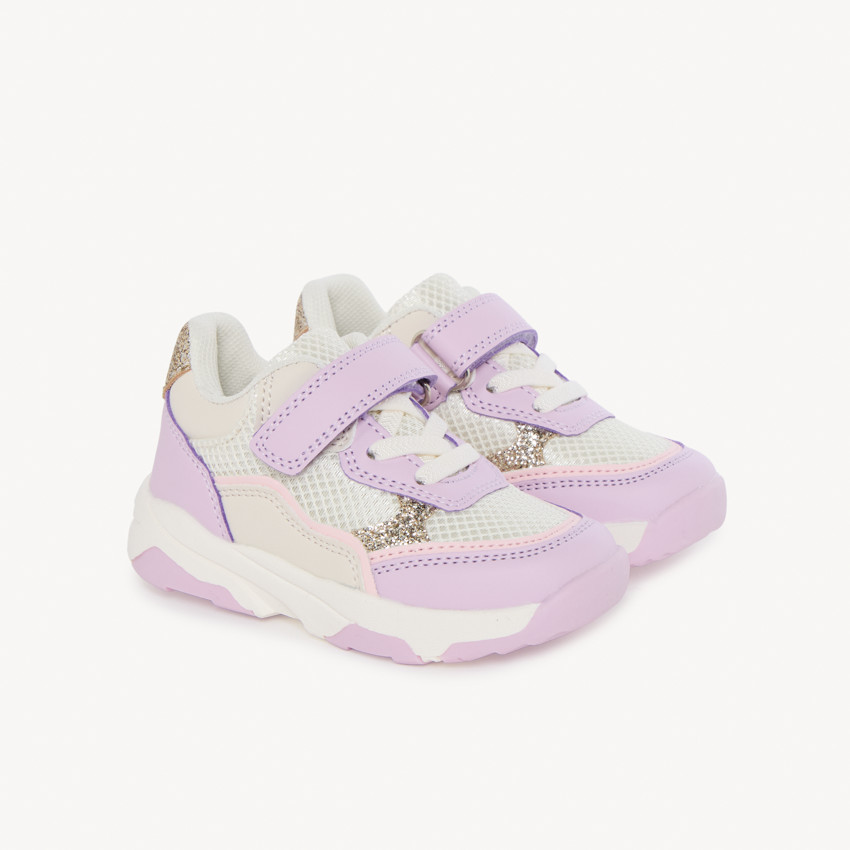 Zapatillas deportivas de malla y purpurina para niña bebé 