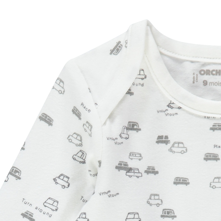 Lote de 3 bodies manga larga de tejido de punto con rayas/liso con estampado 