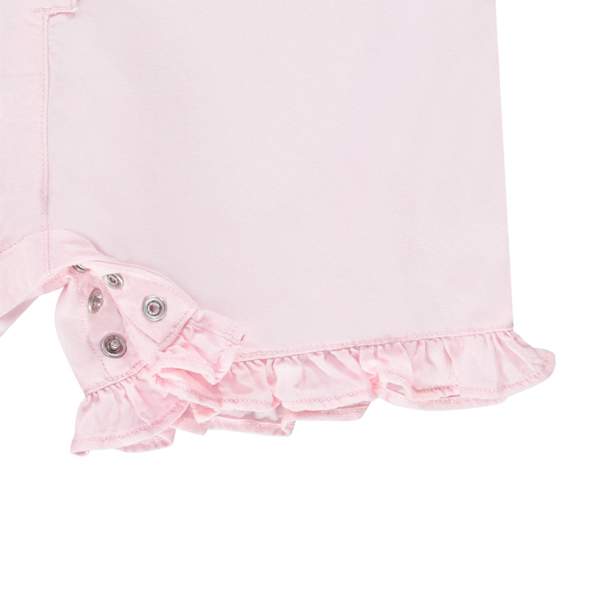 Pelele corto liso con bordado para bebé niña 