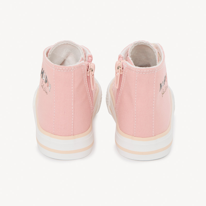 Zapatillas altas con cremallera de lona estampada para niña bebé 
