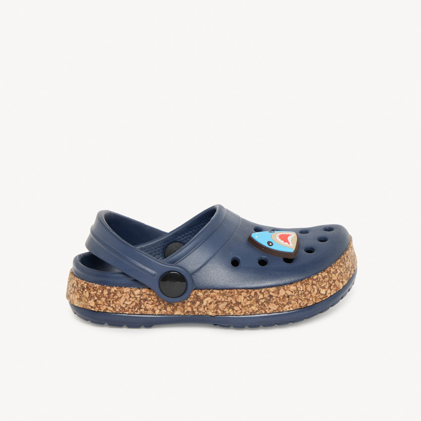 Sabots con parche de tiburón y suela efecto corcho para bebé niño 