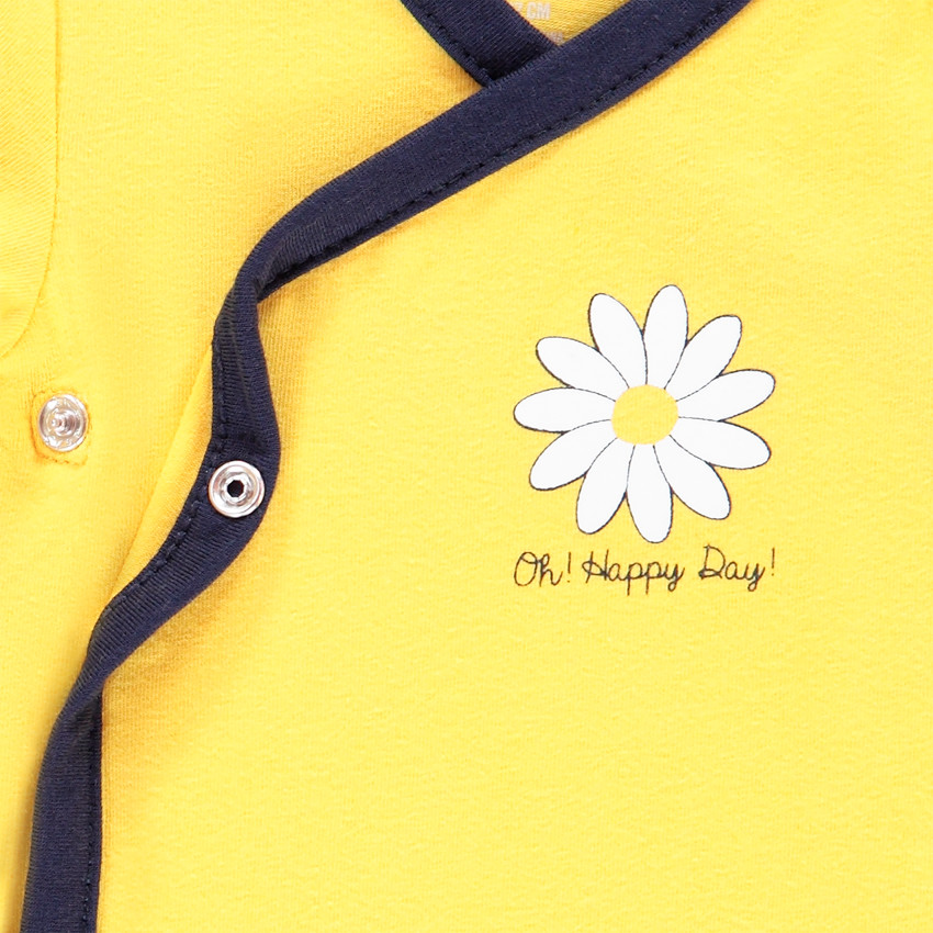 Pack de 7 bodies de manga corta de algodón con estampado de margaritas. 