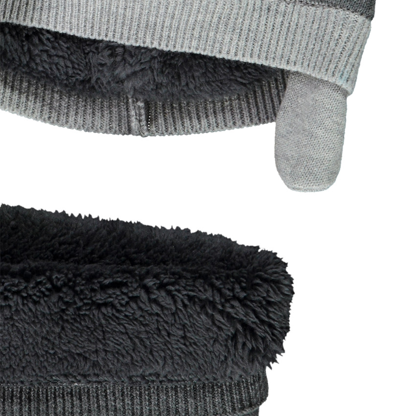 Conjunto de gorro + cuello en tejido de punto con patrón de renos en jacquard para bebé niño 