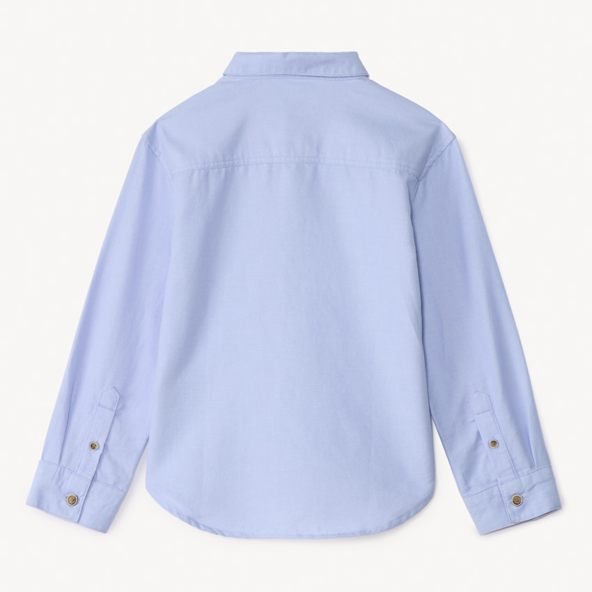 Camisa de manga larga lisa azul celeste para niño 