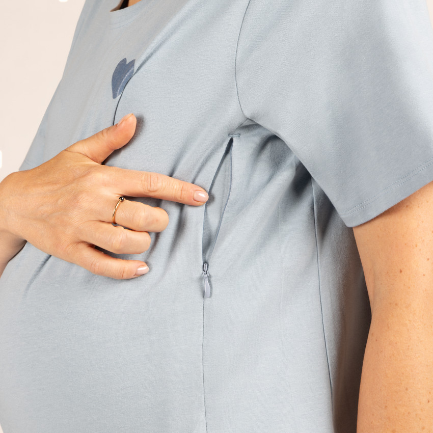 T-shirt manches courtes de grossesse et d'allaitement print cœur 