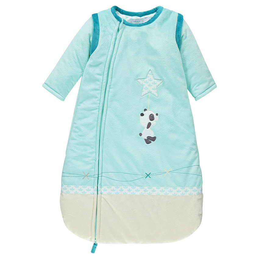 Saquito para dormir con manga desmontable de terciopelo con pandas con bordado 